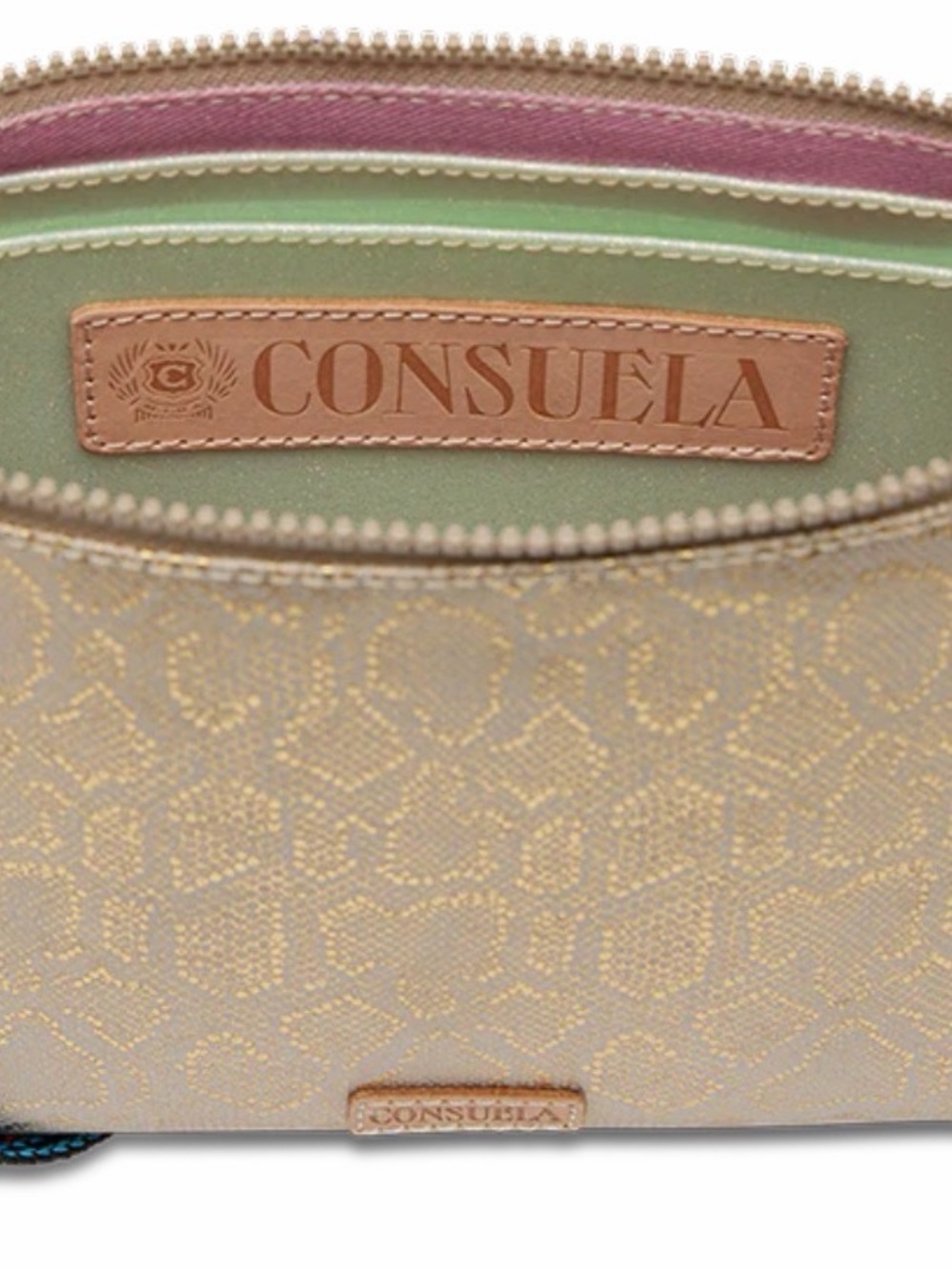 Consuela Leah Midtown Gold Python Print Crossbody Bag & matching card organizer - Picture 3 of 14